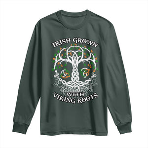 Irish Grown With Viking Roots Long Sleeve Shirt TS09 Dark Forest Green Print Your Wear