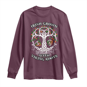 Irish Grown With Viking Roots Long Sleeve Shirt TS09 Maroon Print Your Wear