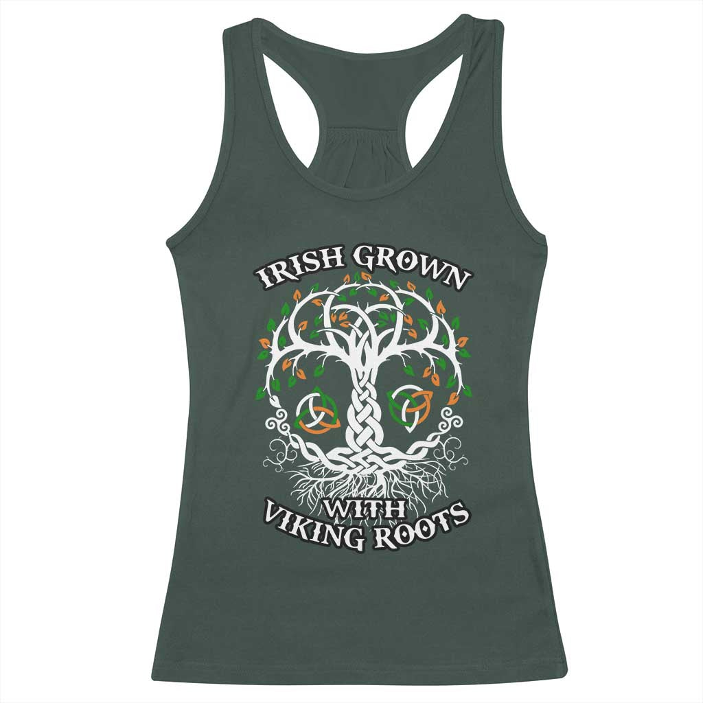 Irish Grown With Viking Roots Racerback Tank Top TS09 Dark Forest Green Print Your Wear