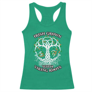 Irish Grown With Viking Roots Racerback Tank Top TS09 Irish Green Print Your Wear