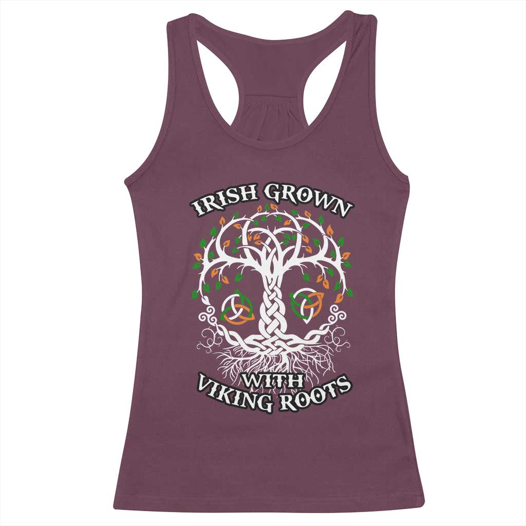 Irish Grown With Viking Roots Racerback Tank Top TS09 Maroon Print Your Wear