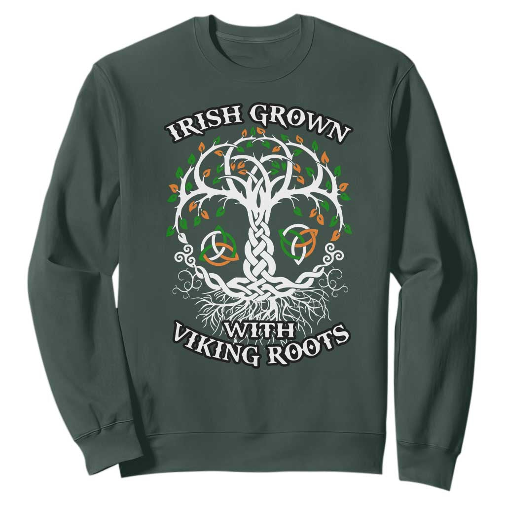 Irish Grown With Viking Roots Sweatshirt TS09 Dark Forest Green Print Your Wear