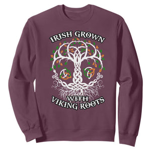 Irish Grown With Viking Roots Sweatshirt TS09 Maroon Print Your Wear