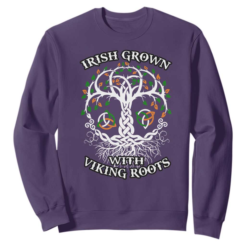 Irish Grown With Viking Roots Sweatshirt TS09 Purple Print Your Wear