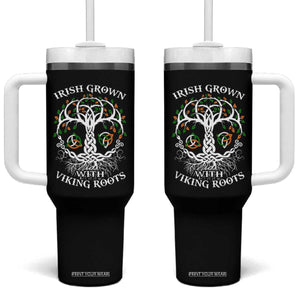 Irish Grown With Viking Roots Tumbler With Handle TS09 One Size: 40 oz Black Print Your Wear