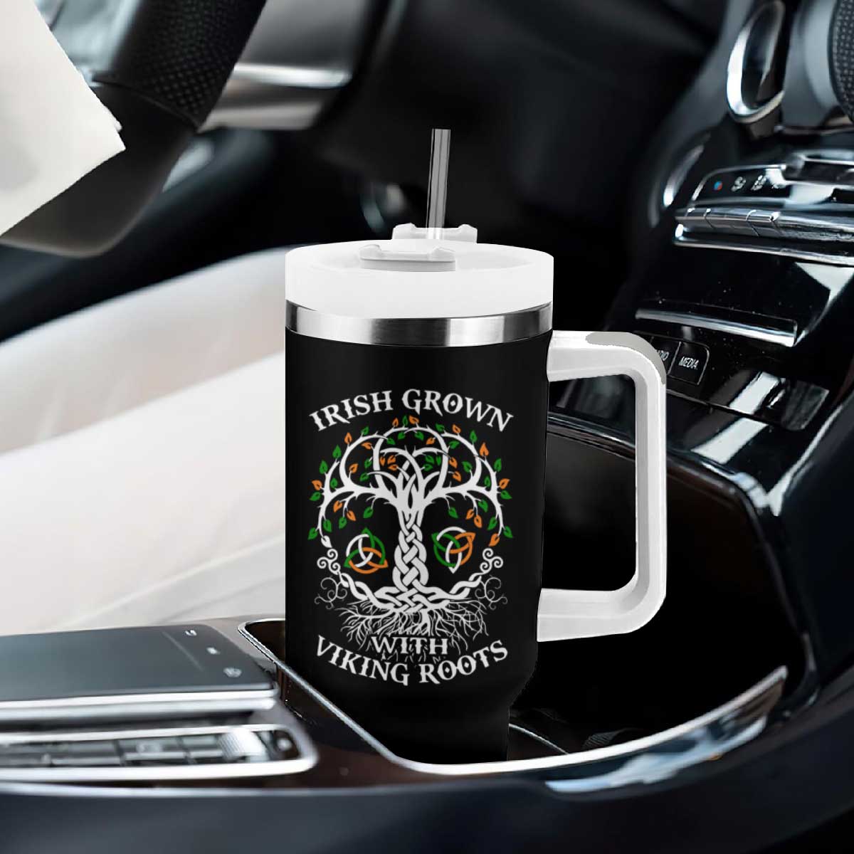 Irish Grown With Viking Roots Tumbler With Handle TS09 Print Your Wear
