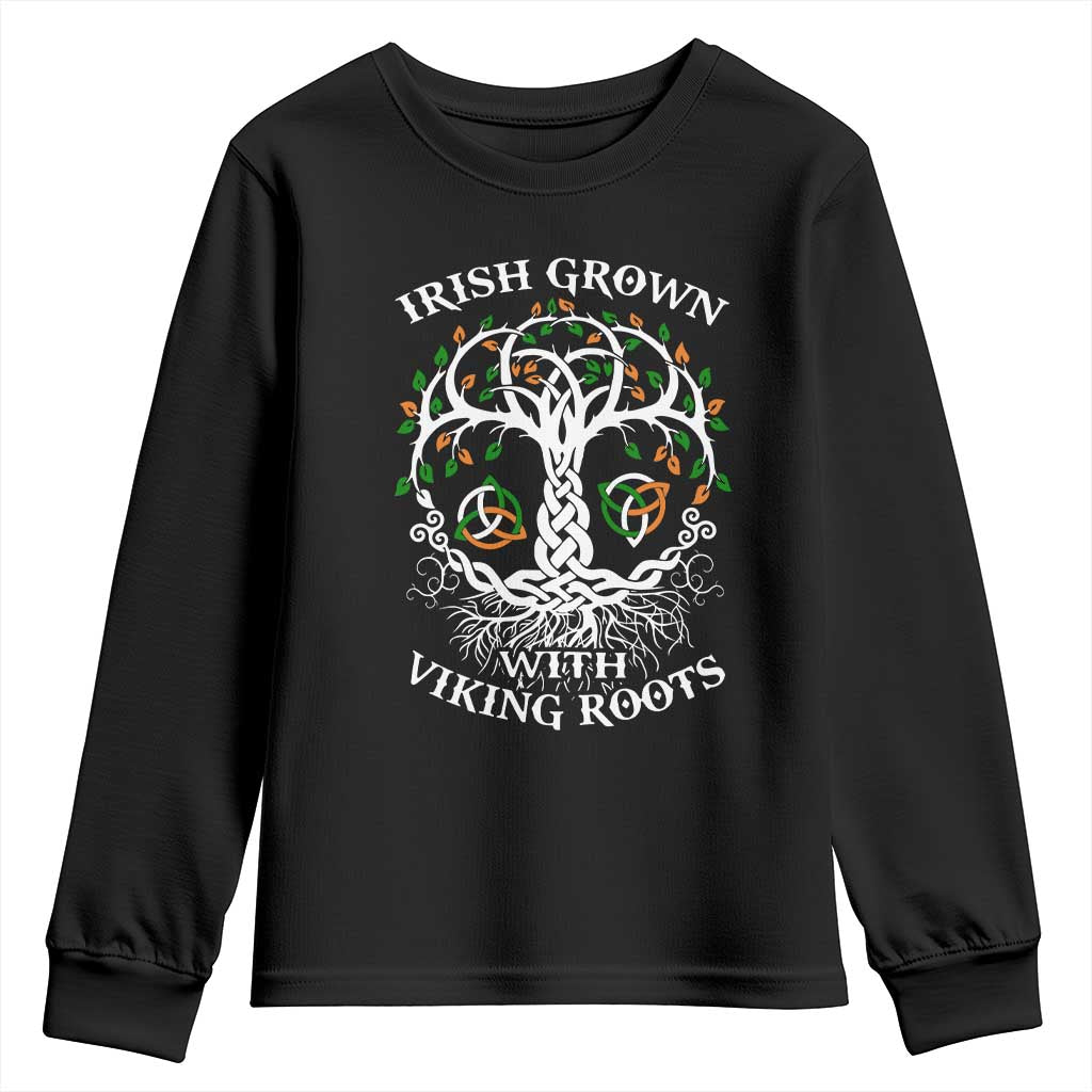 Irish Grown With Viking Roots Youth Sweatshirt TS09 Black Print Your Wear