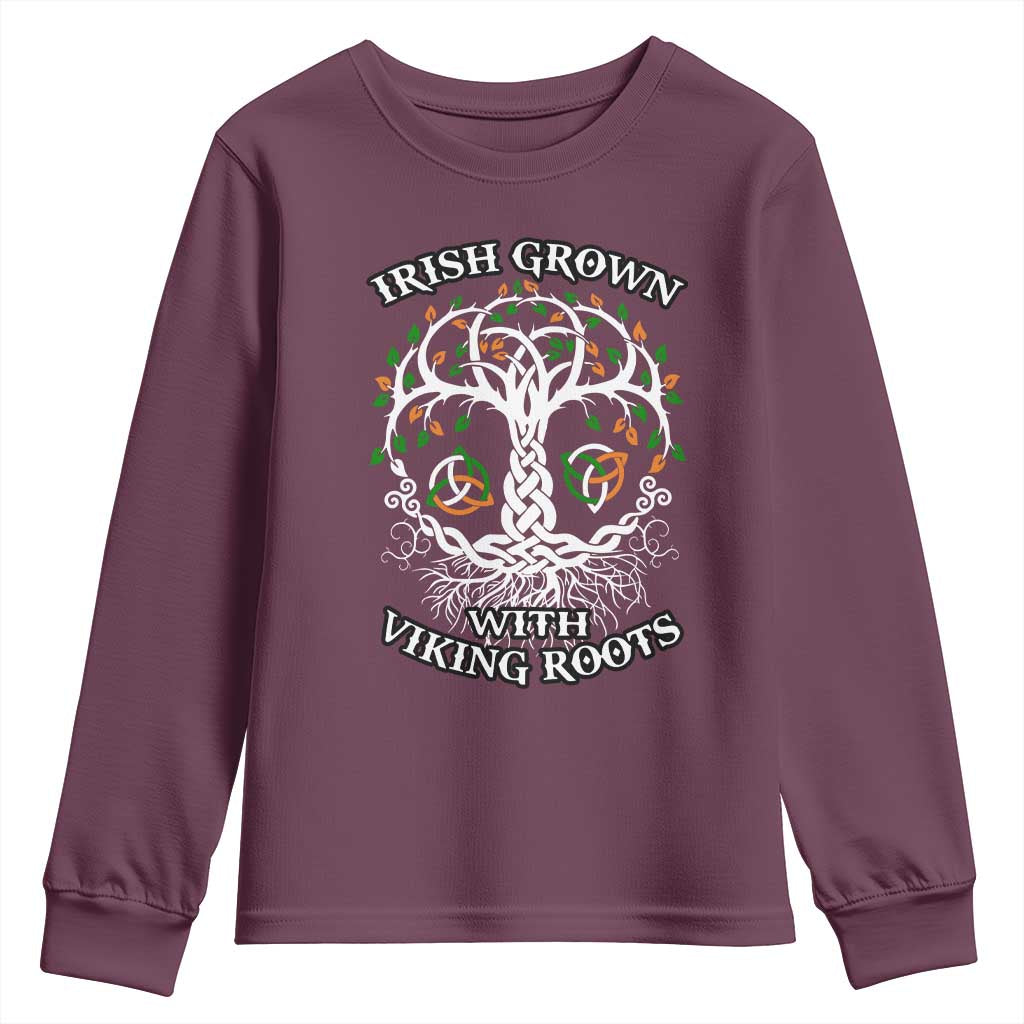 Irish Grown With Viking Roots Youth Sweatshirt TS09 Maroon Print Your Wear