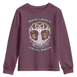 Irish Grown With Viking Roots Youth Sweatshirt TS09 Maroon Print Your Wear