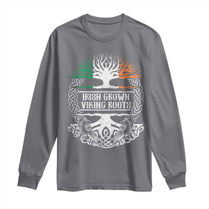 Irish Viking Long Sleeve Shirt Irish Grown With Viking Roots TS09 Charcoal Print Your Wear