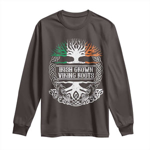 Irish Viking Long Sleeve Shirt Irish Grown With Viking Roots TS09 Dark Chocolate Print Your Wear