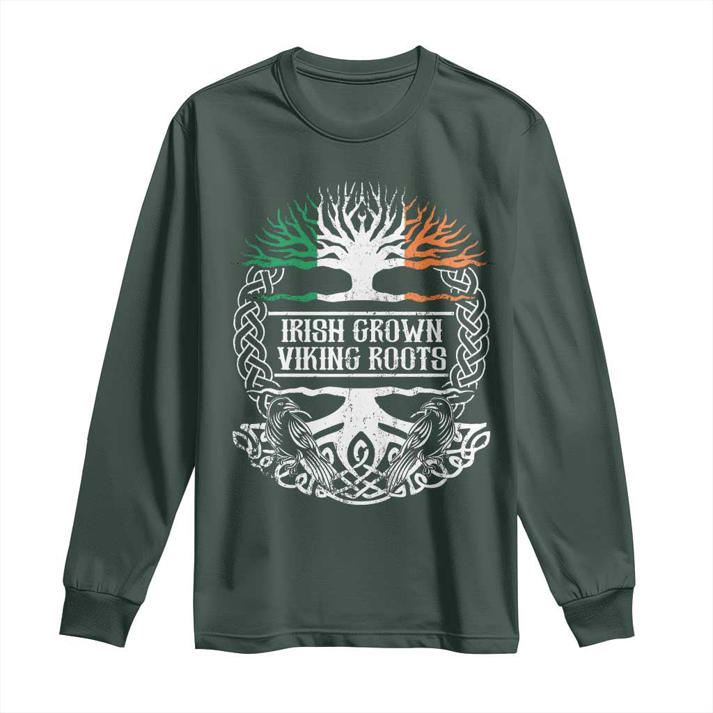 Irish Viking Long Sleeve Shirt Irish Grown With Viking Roots TS09 Dark Forest Green Print Your Wear