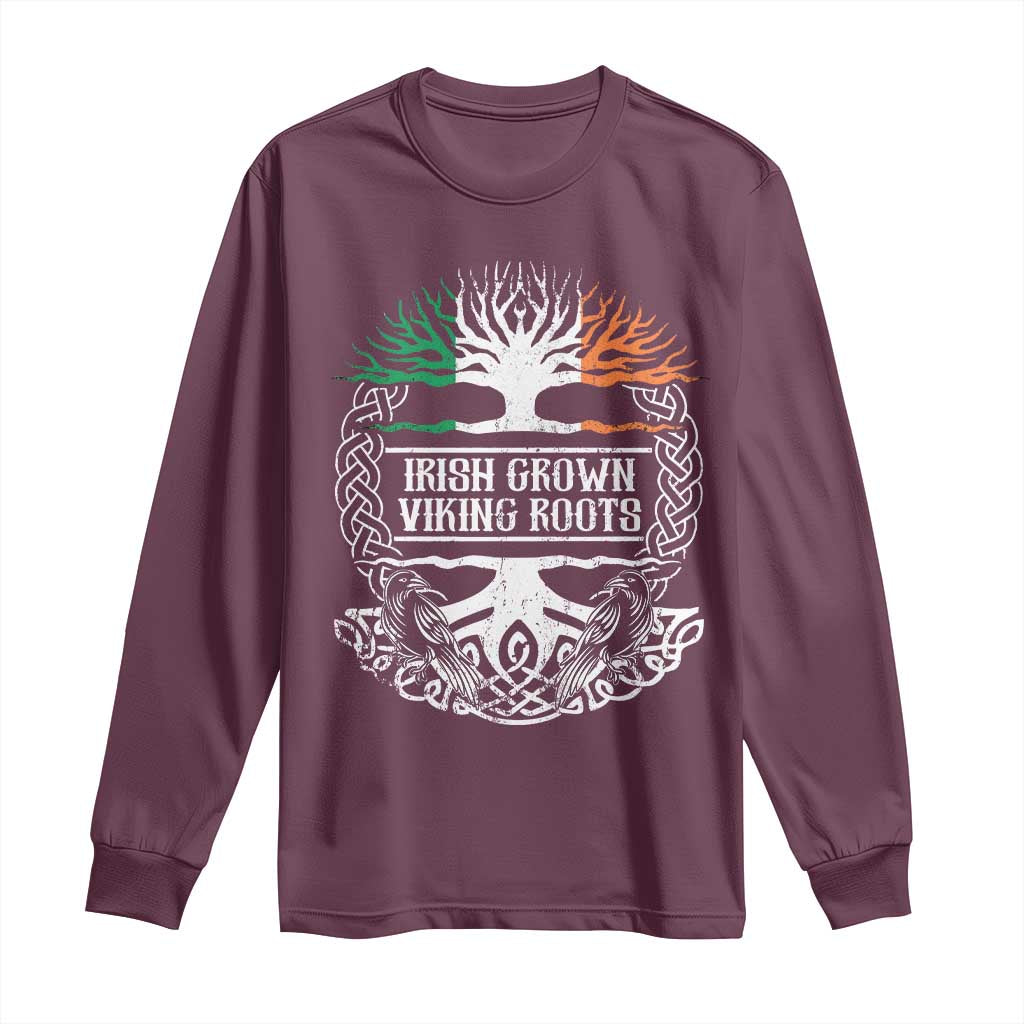 Irish Viking Long Sleeve Shirt Irish Grown With Viking Roots TS09 Maroon Print Your Wear