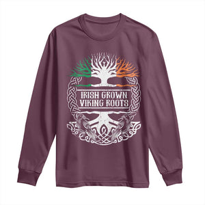 Irish Viking Long Sleeve Shirt Irish Grown With Viking Roots TS09 Maroon Print Your Wear