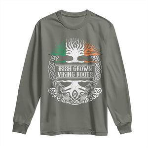 Irish Viking Long Sleeve Shirt Irish Grown With Viking Roots TS09 Military Green Print Your Wear