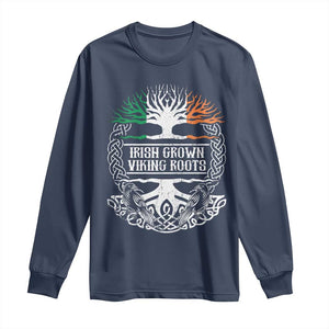 Irish Viking Long Sleeve Shirt Irish Grown With Viking Roots TS09 Navy Print Your Wear