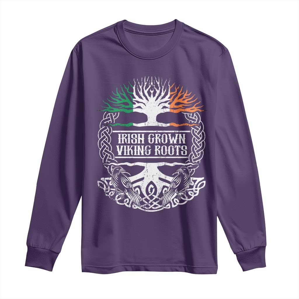 Irish Viking Long Sleeve Shirt Irish Grown With Viking Roots TS09 Purple Print Your Wear