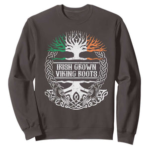 Irish Viking Sweatshirt Irish Grown With Viking Roots TS09 Dark Chocolate Print Your Wear