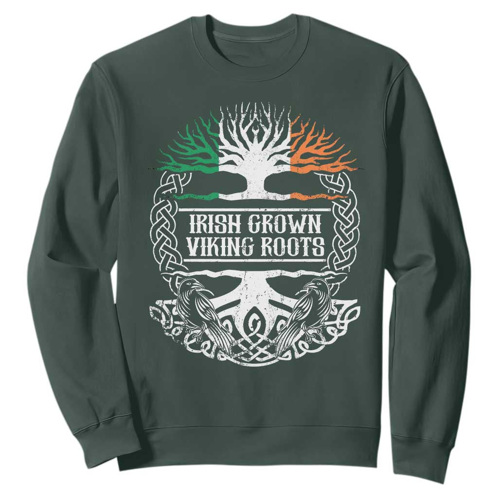 Irish Viking Sweatshirt Irish Grown With Viking Roots TS09 Dark Forest Green Print Your Wear