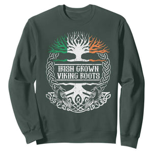 Irish Viking Sweatshirt Irish Grown With Viking Roots TS09 Dark Forest Green Print Your Wear