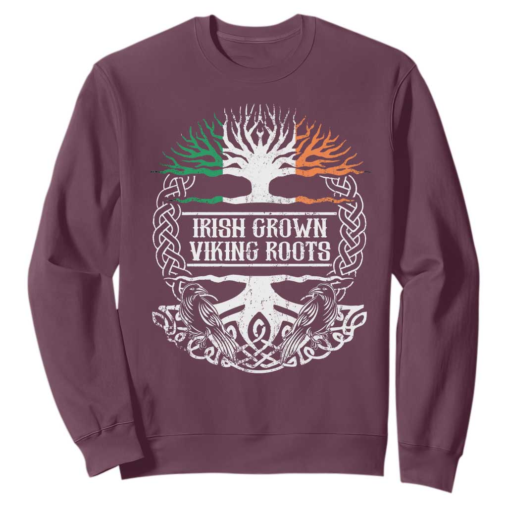 Irish Viking Sweatshirt Irish Grown With Viking Roots TS09 Maroon Print Your Wear
