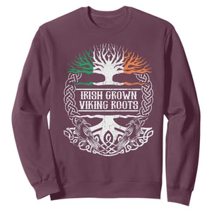 Irish Viking Sweatshirt Irish Grown With Viking Roots TS09 Maroon Print Your Wear