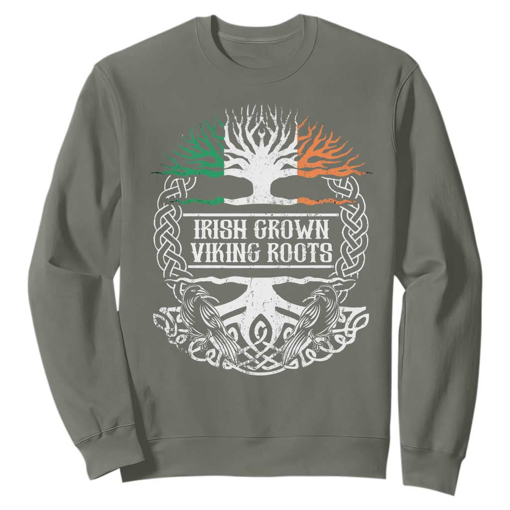Irish Viking Sweatshirt Irish Grown With Viking Roots TS09 Military Green Print Your Wear