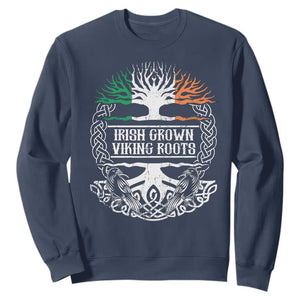 Irish Viking Sweatshirt Irish Grown With Viking Roots TS09 Navy Print Your Wear