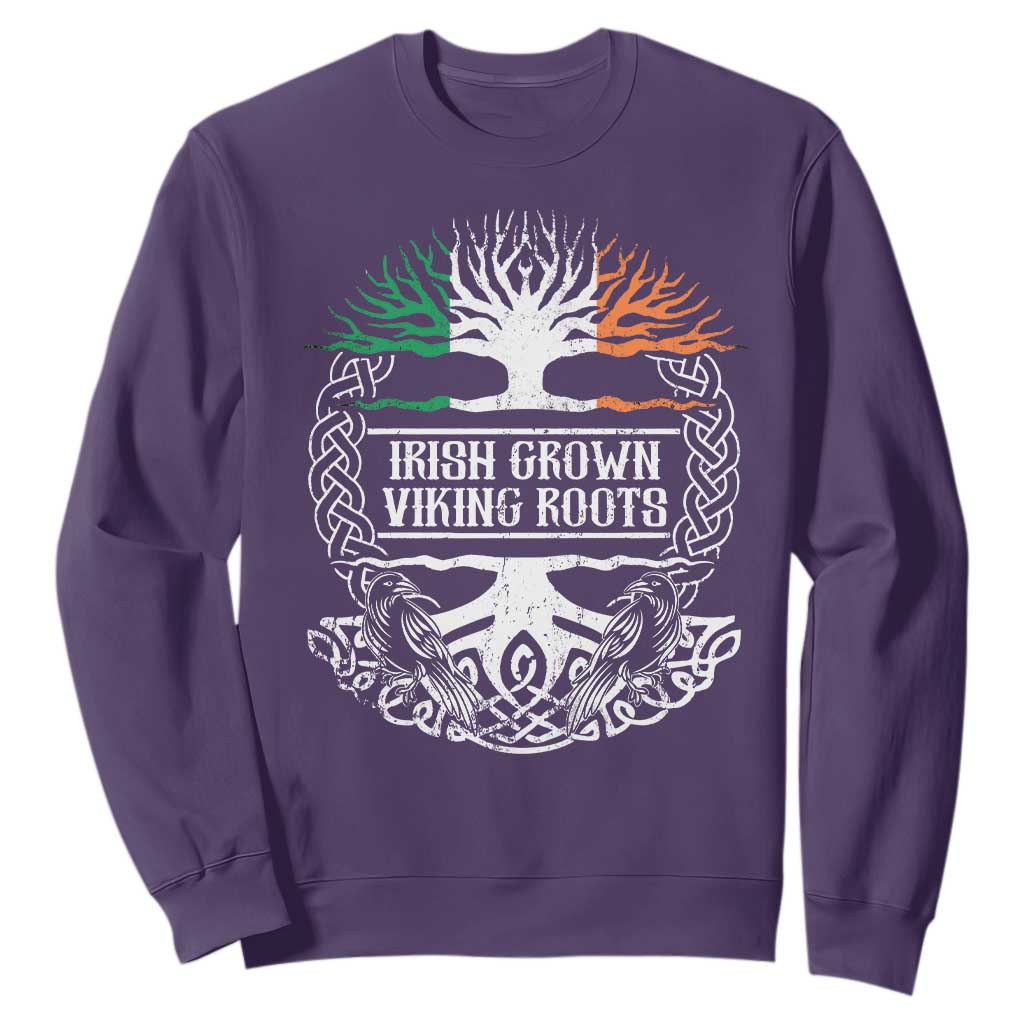 Irish Viking Sweatshirt Irish Grown With Viking Roots TS09 Purple Print Your Wear