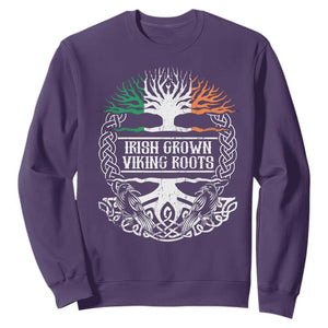 Irish Viking Sweatshirt Irish Grown With Viking Roots TS09 Purple Print Your Wear