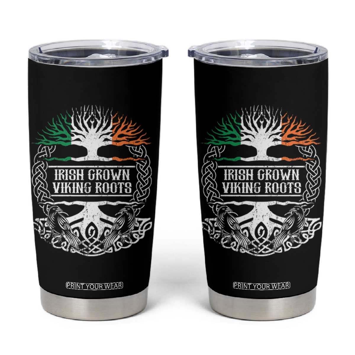 Irish Viking Tumbler Cup Irish Grown With Viking Roots TS09 Black Print Your Wear