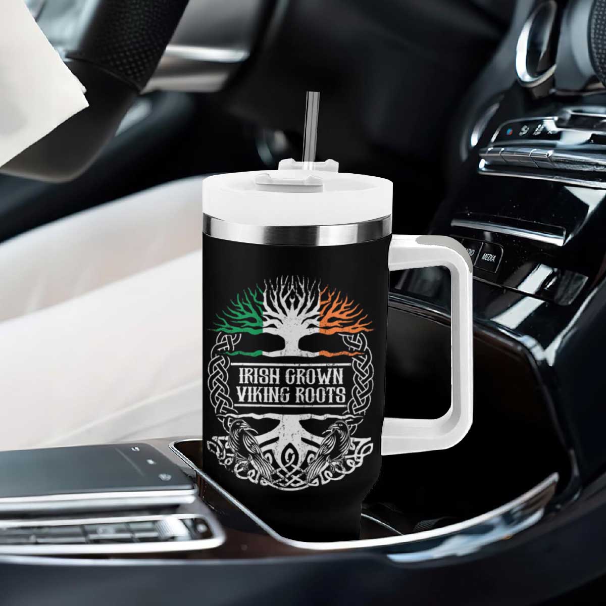 Irish Viking Tumbler With Handle Irish Grown With Viking Roots TS09 Print Your Wear