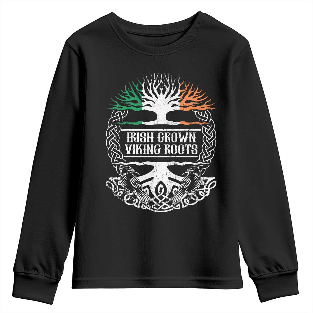 Irish Viking Youth Sweatshirt Irish Grown With Viking Roots TS09 Black Print Your Wear