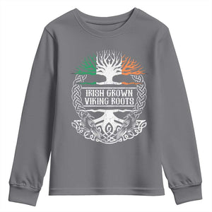 Irish Viking Youth Sweatshirt Irish Grown With Viking Roots TS09 Charcoal Print Your Wear