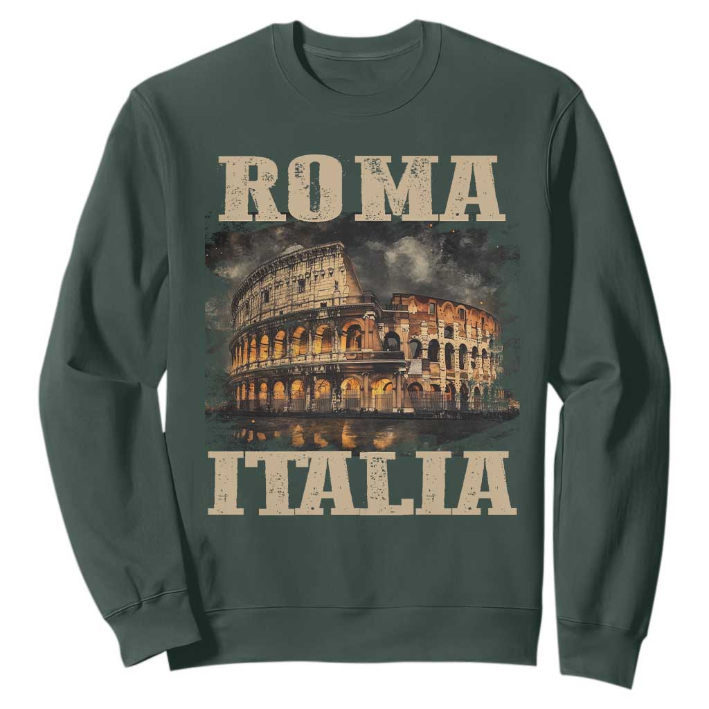 Roma Italia Colosseum Sweatshirt Vintage Italy Rome TS09 Dark Forest Green Print Your Wear