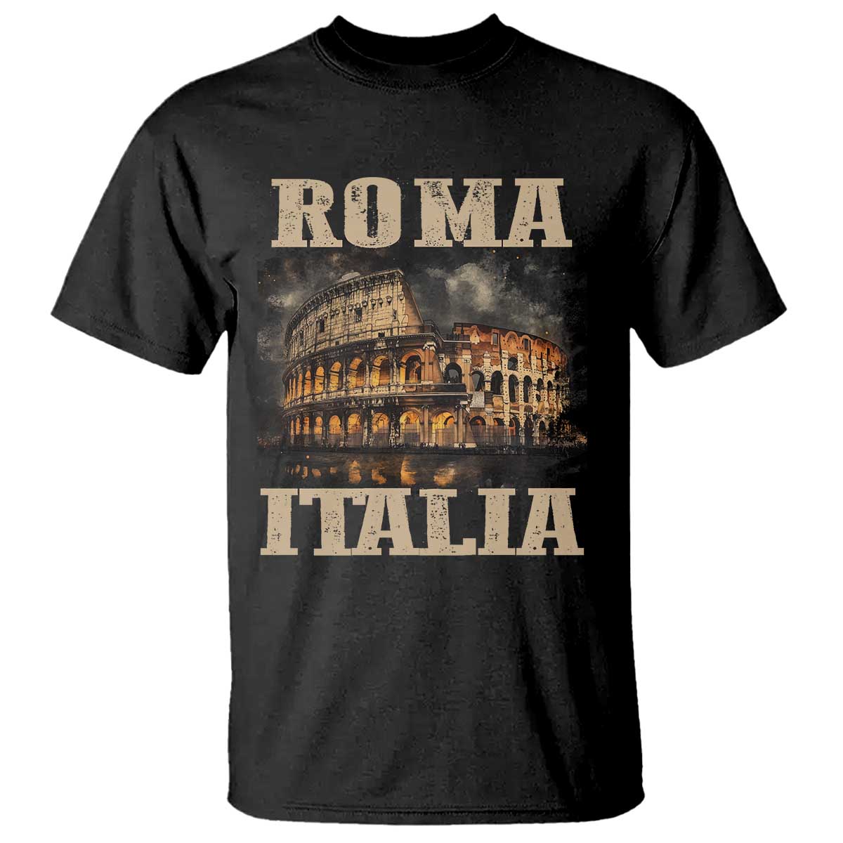 Roma Italia Colosseum T Shirt Vintage Italy Rome TS09 Black Print Your Wear