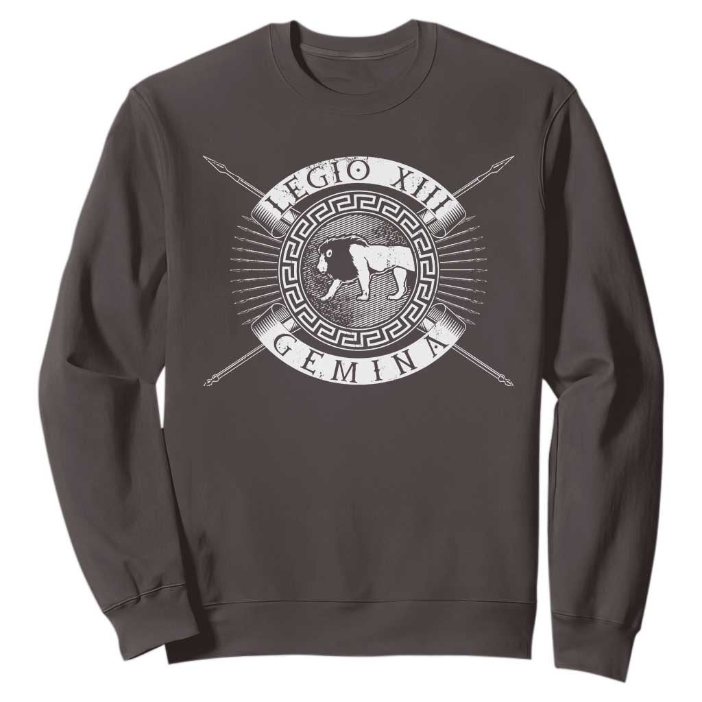 Roman Legion Sweatshirt Legio XIII Gemina Roma Warrior TS09 Dark Chocolate Print Your Wear