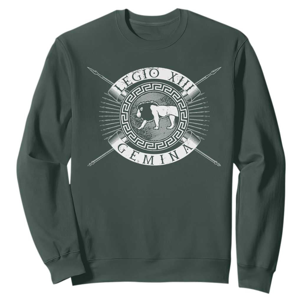 Roman Legion Sweatshirt Legio XIII Gemina Roma Warrior TS09 Dark Forest Green Print Your Wear