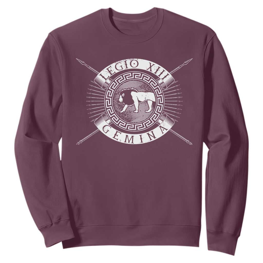 Roman Legion Sweatshirt Legio XIII Gemina Roma Warrior TS09 Maroon Print Your Wear