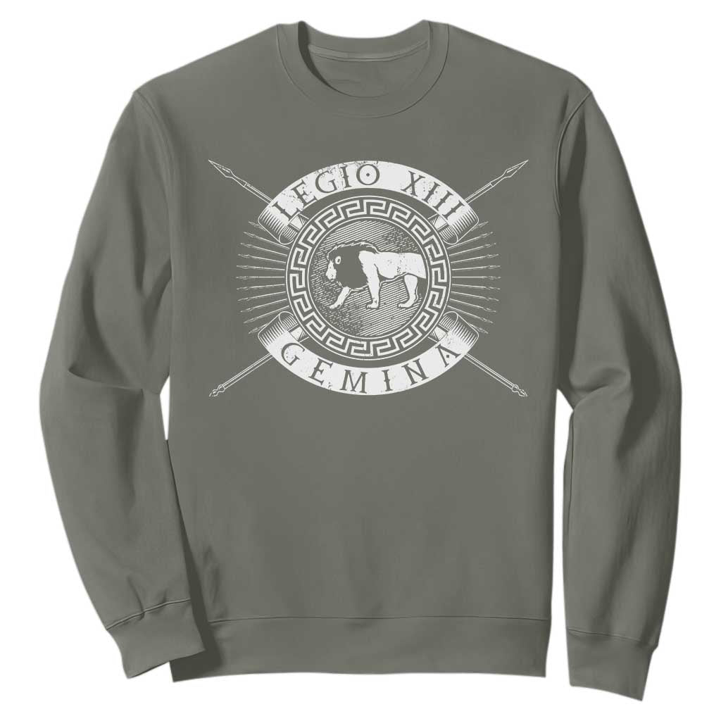 Roman Legion Sweatshirt Legio XIII Gemina Roma Warrior TS09 Military Green Print Your Wear