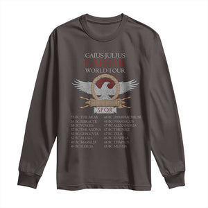 Julius Caesar World Tour Long Sleeve Shirt SPQR Roman History TS09 Dark Chocolate Print Your Wear