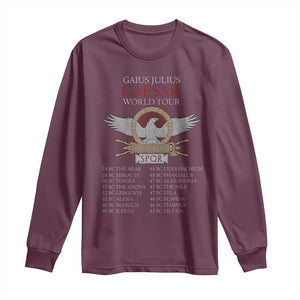 Julius Caesar World Tour Long Sleeve Shirt SPQR Roman History TS09 Maroon Print Your Wear