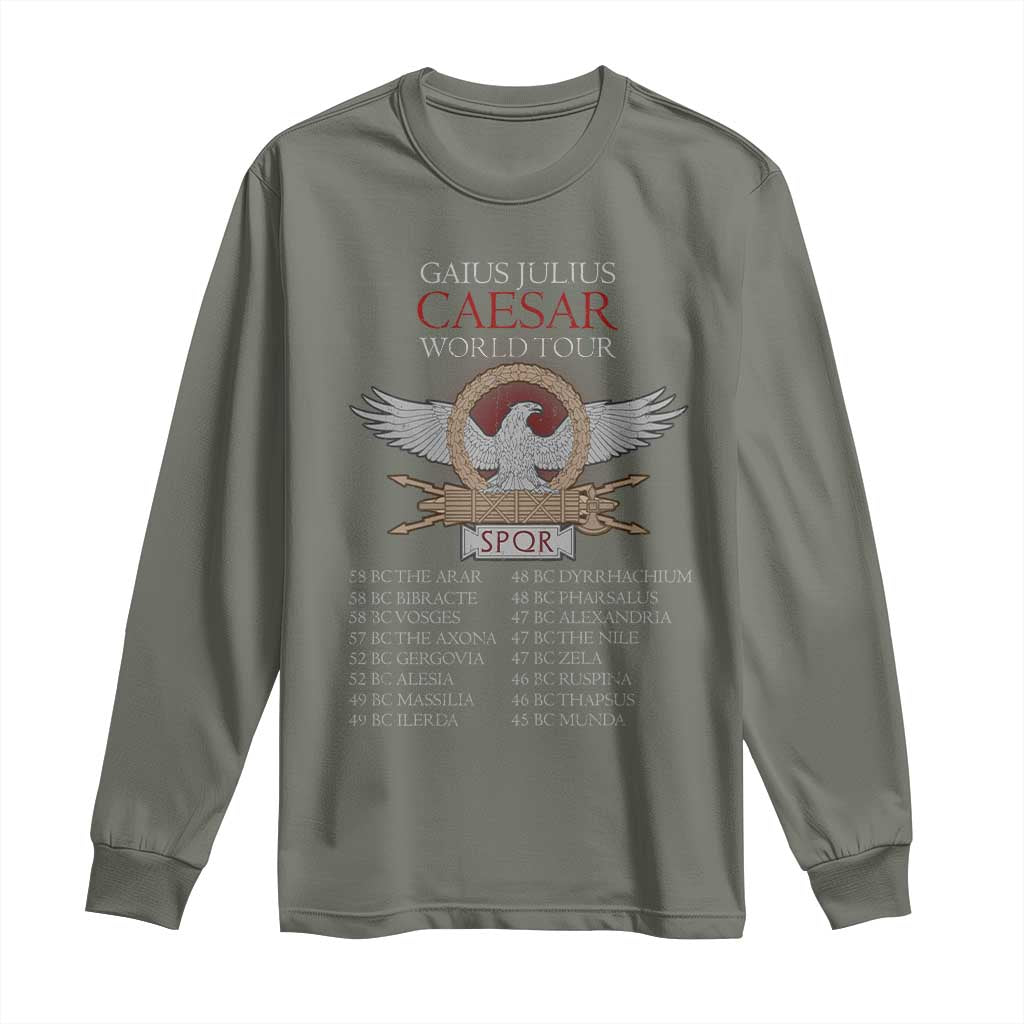 Julius Caesar World Tour Long Sleeve Shirt SPQR Roman History TS09 Military Green Print Your Wear