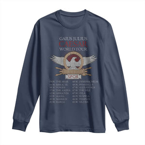 Julius Caesar World Tour Long Sleeve Shirt SPQR Roman History TS09 Navy Print Your Wear