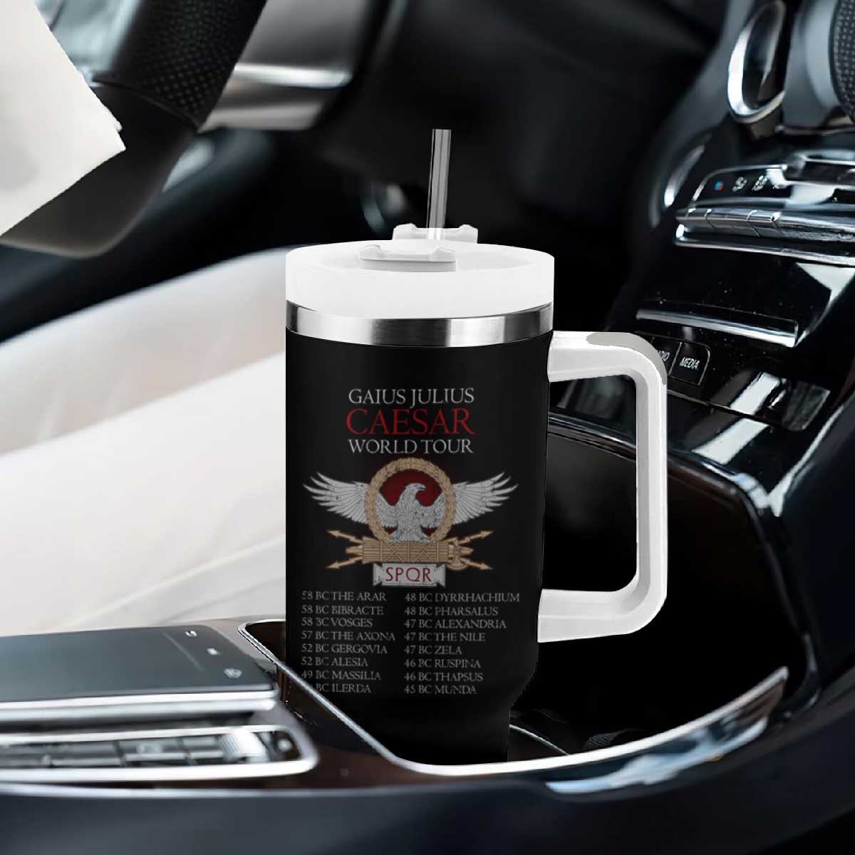 Julius Caesar World Tour Tumbler With Handle SPQR Roman History TS09 Print Your Wear