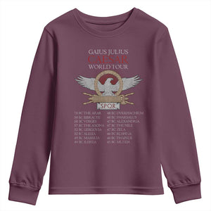 Julius Caesar World Tour Youth Sweatshirt SPQR Roman History TS09 Maroon Print Your Wear