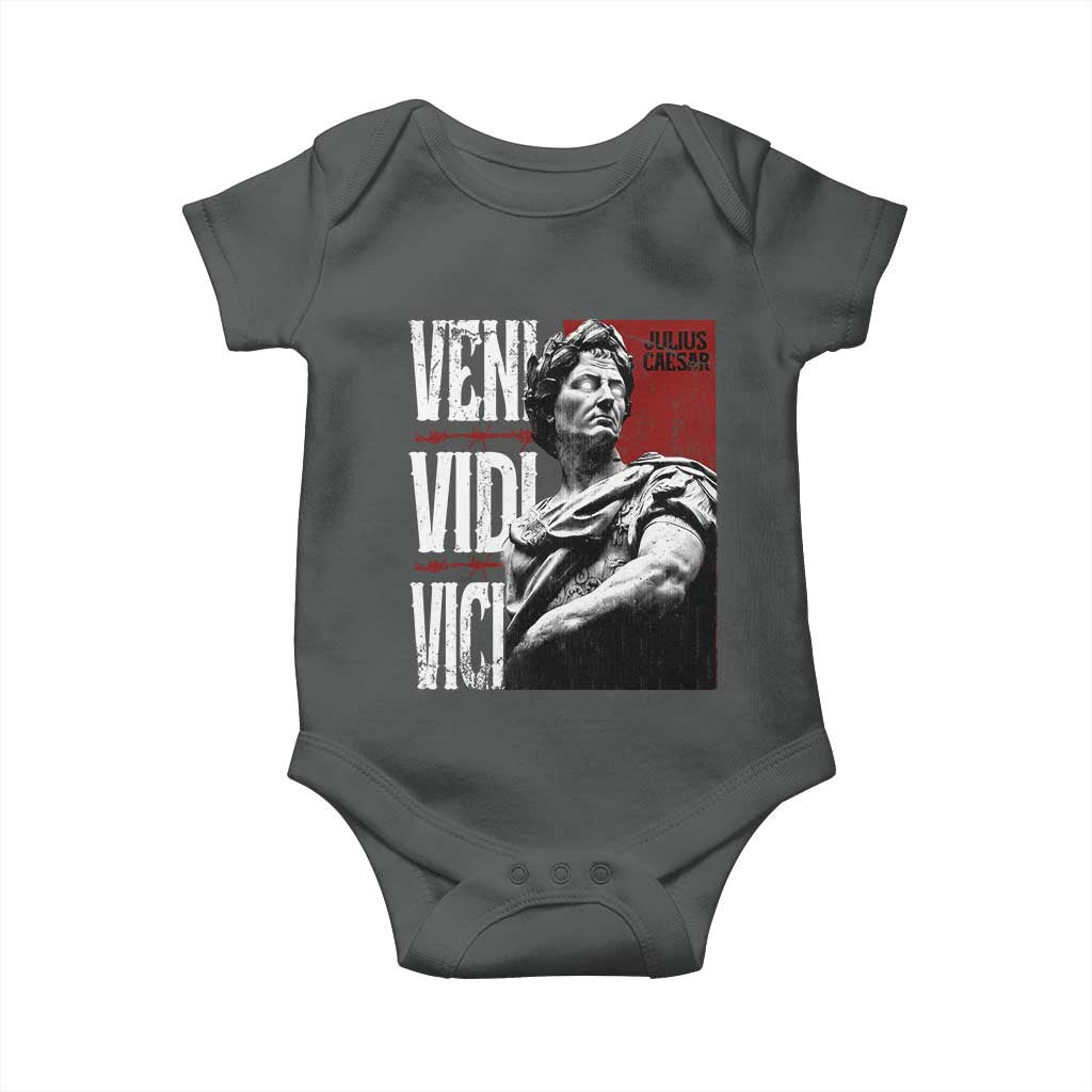 Julius Caesar Baby Onesie Veni Vidi Vici Latin Roman History TS09 Dark Heather Print Your Wear