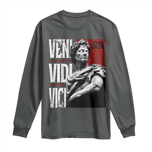 Julius Caesar Long Sleeve Shirt Veni Vidi Vici Latin Roman History TS09 Dark Heather Print Your Wear