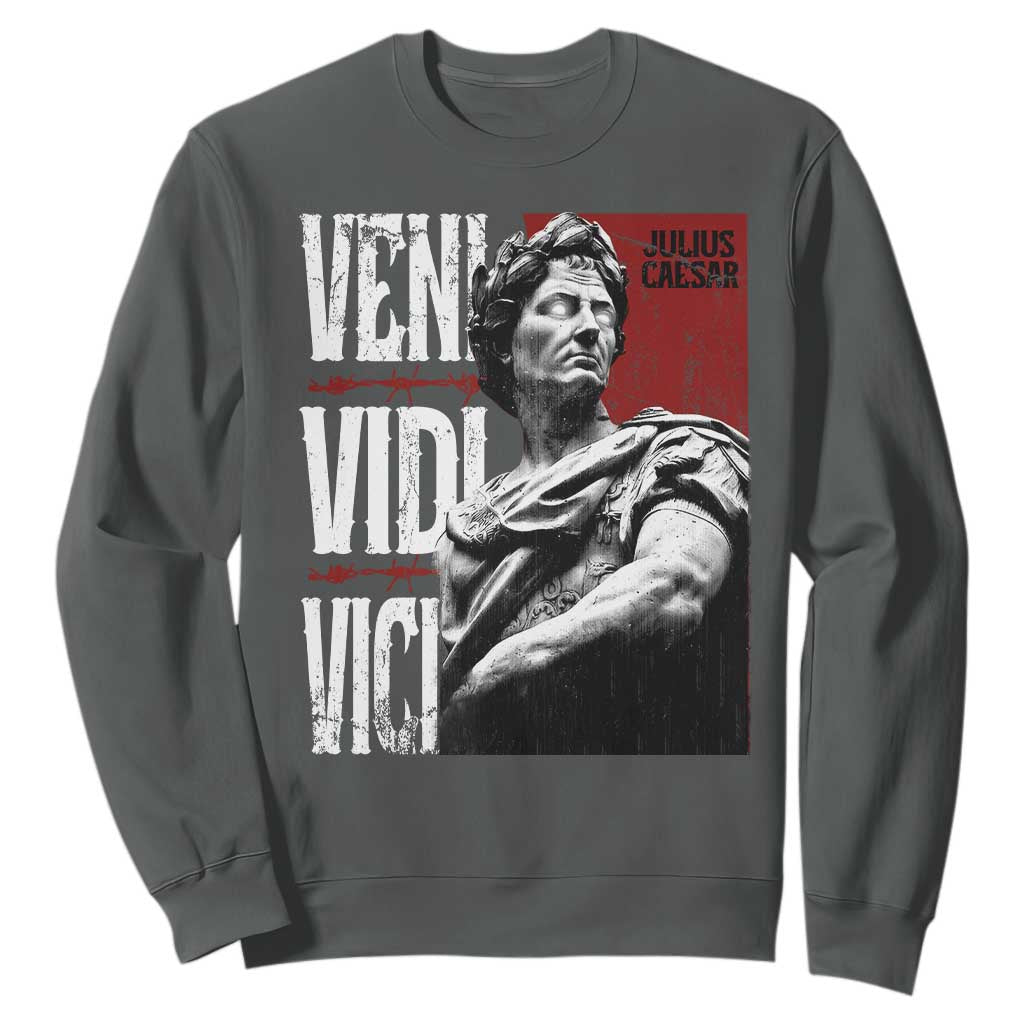 Julius Caesar Sweatshirt Veni Vidi Vici Latin Roman History TS09 Dark Heather Print Your Wear