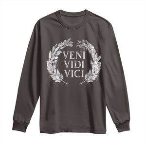 Julius Caesar Veni Vidi Vici Long Sleeve Shirt Latin Roman History TS09 Dark Chocolate Print Your Wear